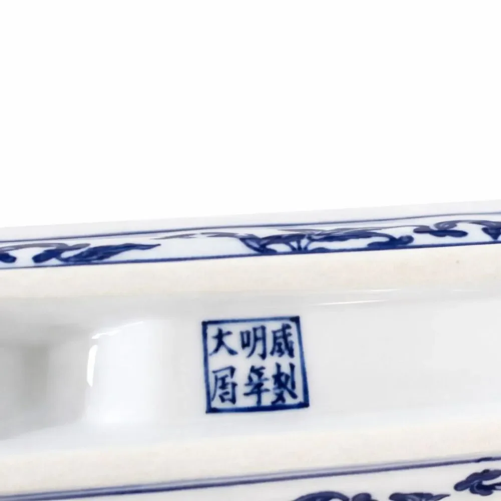 Chinese Porcelain Republic Period Blue & White Dragon Ink Stand / Brush Rest Jin
